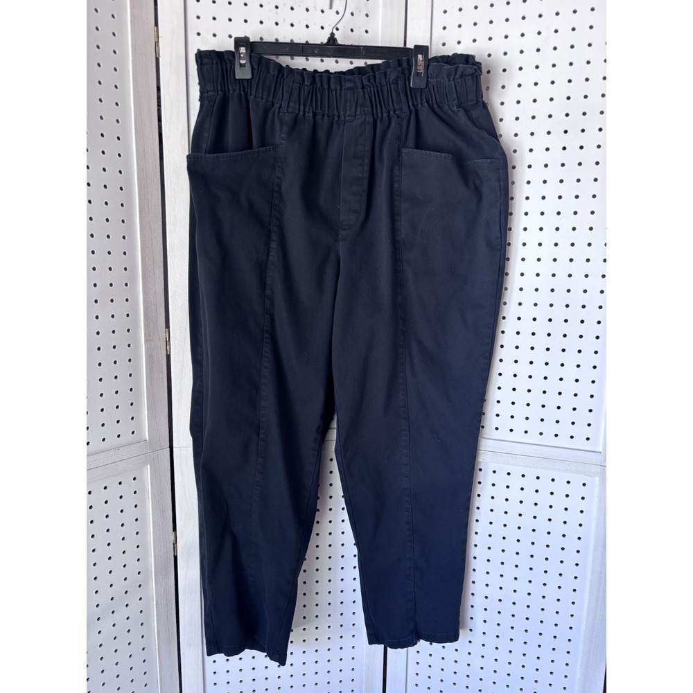 Ava & Viv Women's 1X Black Pull On Chino Straight‎ Leg Pants Cotton Lyocell